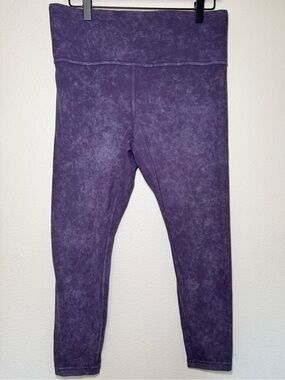 Athleta Elation Garment Dye Crop Leggings Purple Mineral Wash High Rise Yoga